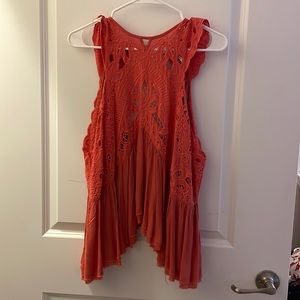 Free People Orange Open Back Blouse